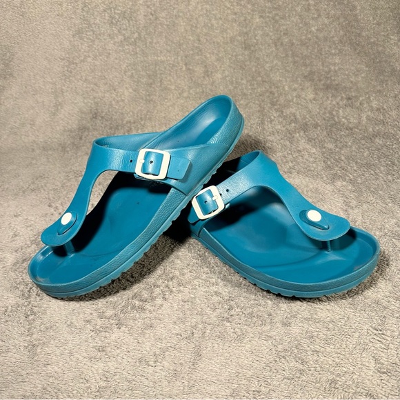 Birkenstock Shoes - Birkenstock Slides Teal Blue